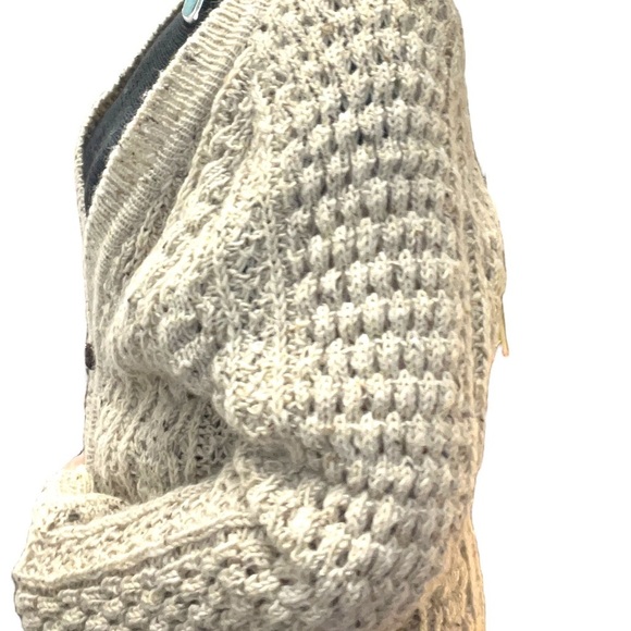 Rita Condern Hand Loomed Wool Fishermans Knit Cardigan Sweater Made In Ireland - Picture 8 of 16